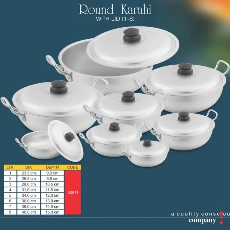 Sonex Anodized Round Karahi 1/8 Set