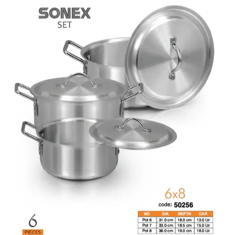 Sonex Cooking Pots 3 Pcs Set 6 to 8 Metal Finish