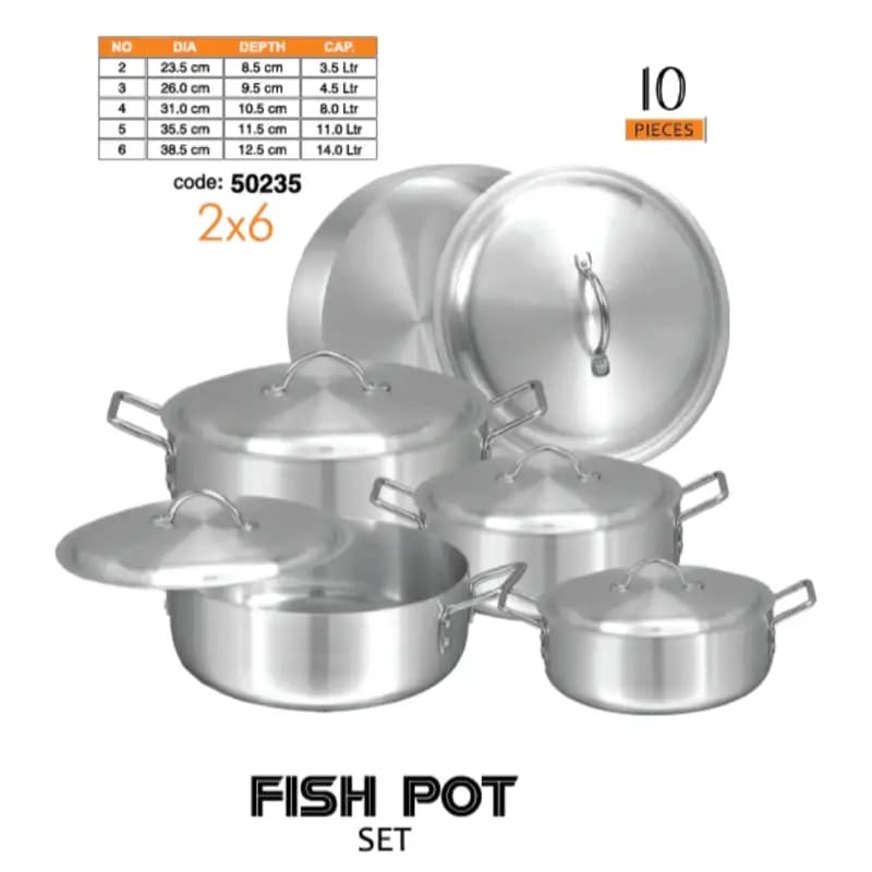 Sonex Fish Pot Set 2 to 6 Metal Finish