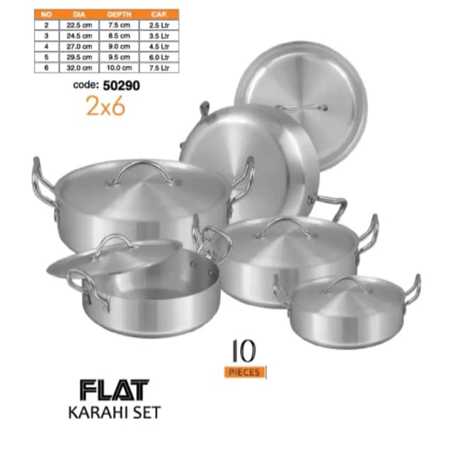 Sonex Flat Karahi Set  Metal Finish