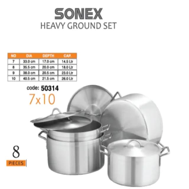 Sonex Heavy Ground Cooking Pots 4 Pcs Set 7 to 10 Metal Finish