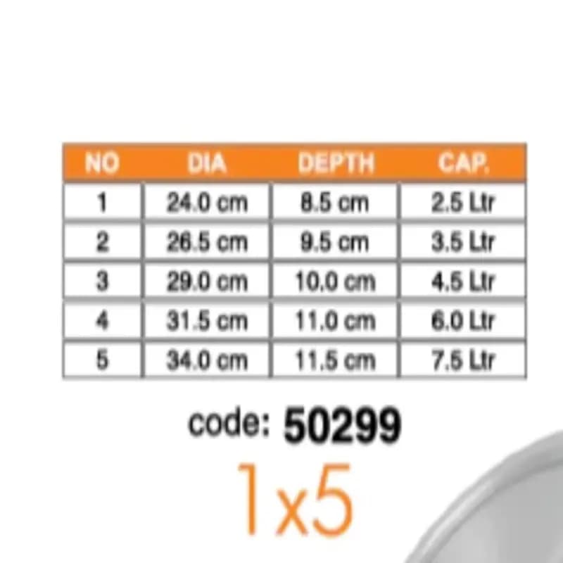 Sonex Round Karahi Set 1 To 5 Metal Finish