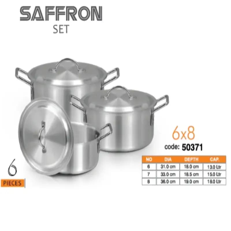 Sonex Saffron Pot Set 3 Pcs 6 to 8 Metal Finish