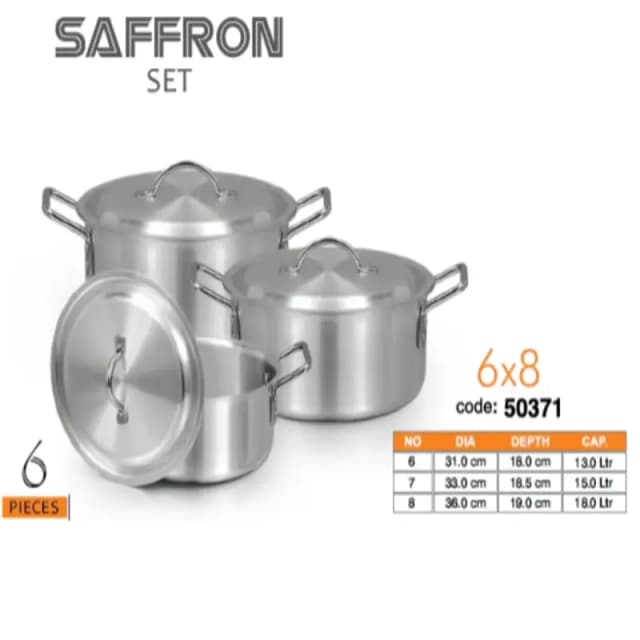 Sonex Saffron Pot Set 3 Pcs 6 to 8 Metal Finish