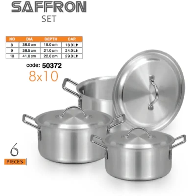 Sonex Saffron Pot Set 3 Pcs 8 to 10 Metal Finish
