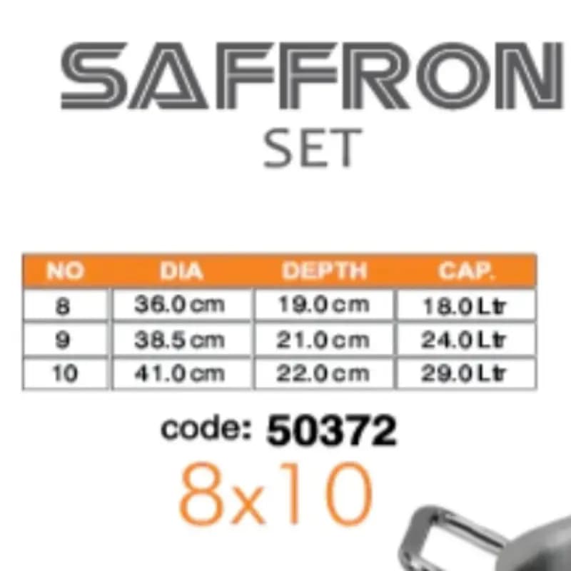 Sonex Saffron Pot Set 3 Pcs 8 to 10 Metal Finish