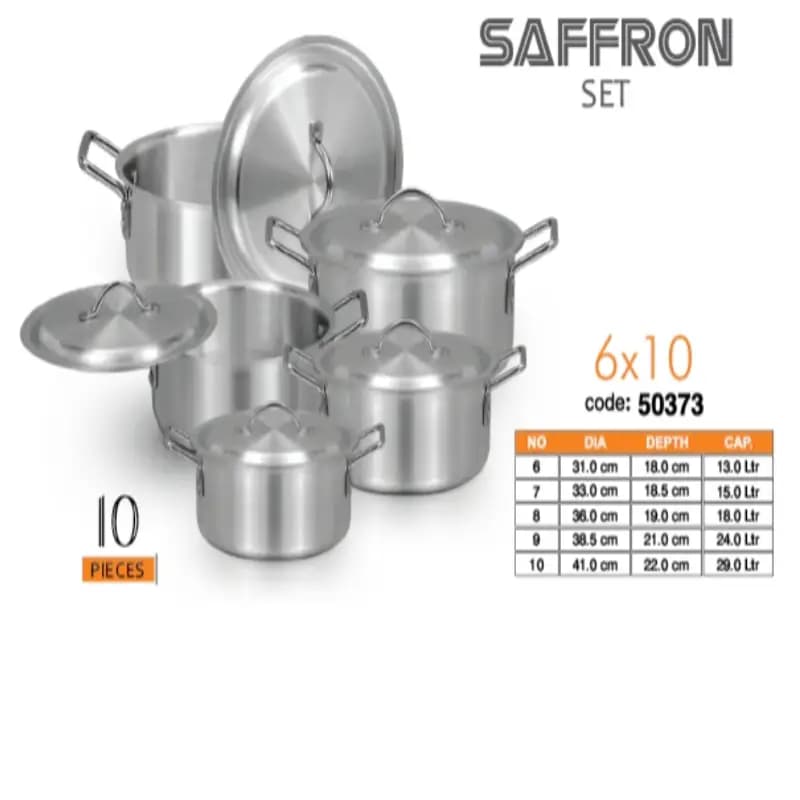 Sonex Saffron Pot Set 5 Pcs 6 to10 Metal Finish