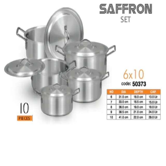 Sonex Saffron Pot Set 5 Pcs 6 to10 Metal Finish