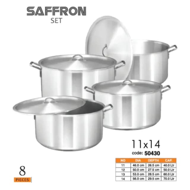 Sonex Saffron Pot Set 4 Pcs 11 to 14 Metal Finish