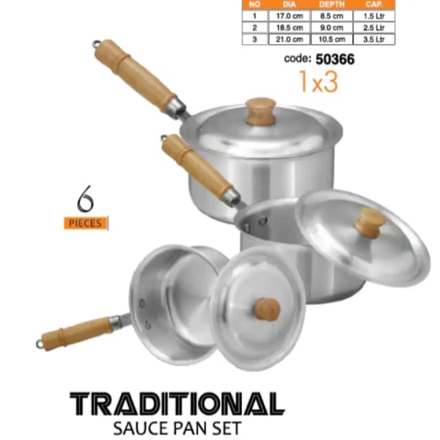 Sonex Tradional Sauce Pot Set 13 Metal Finish